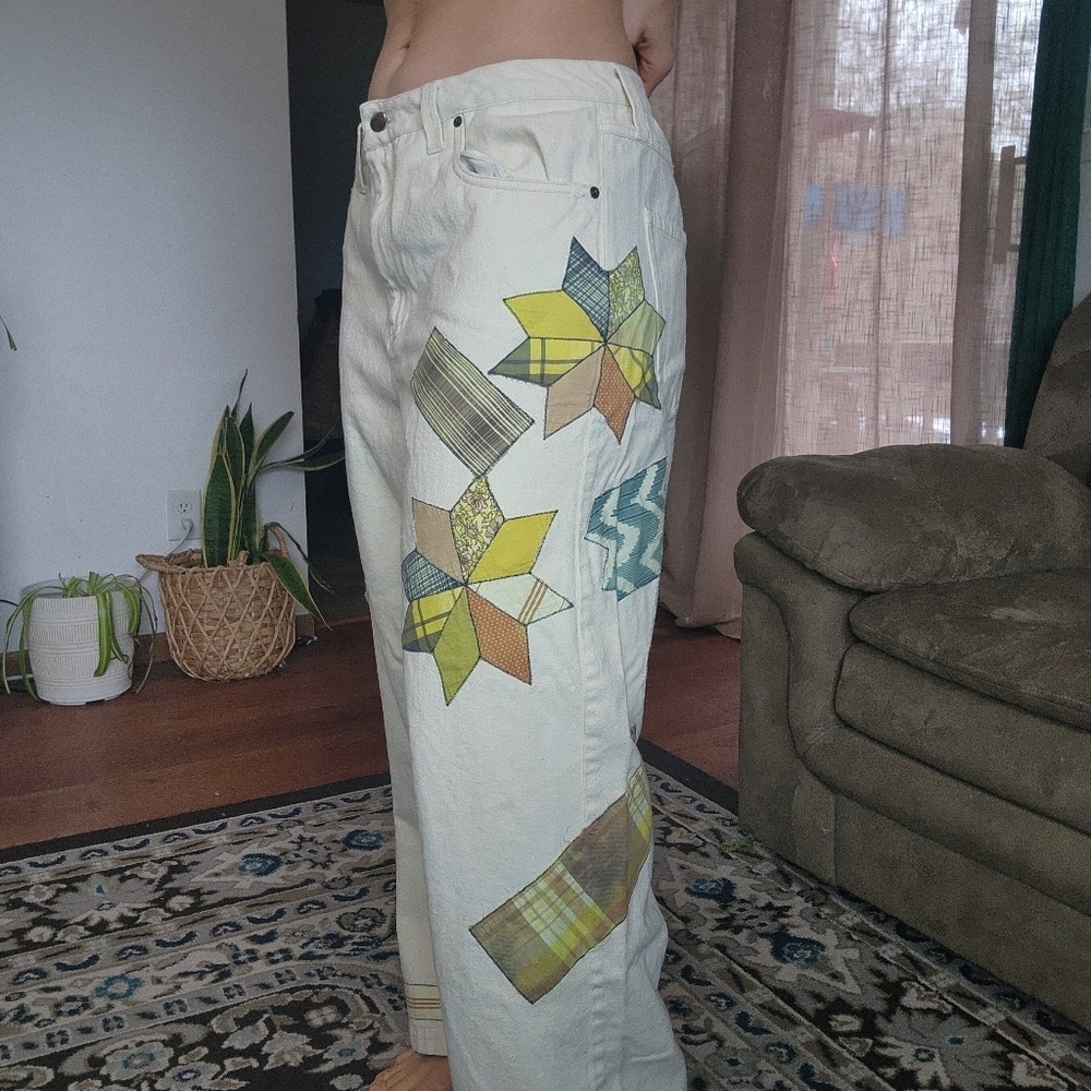 Kimchi Blue Straight Leg Patchwork Pants size 32 - Picture 4 of 11